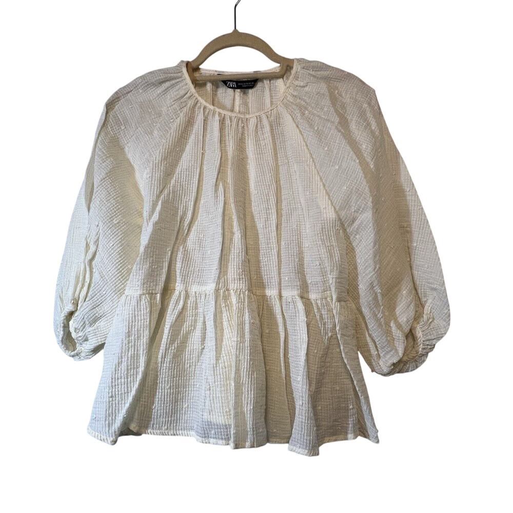 Zara Peplum Blouse‎ Size S Yellow
